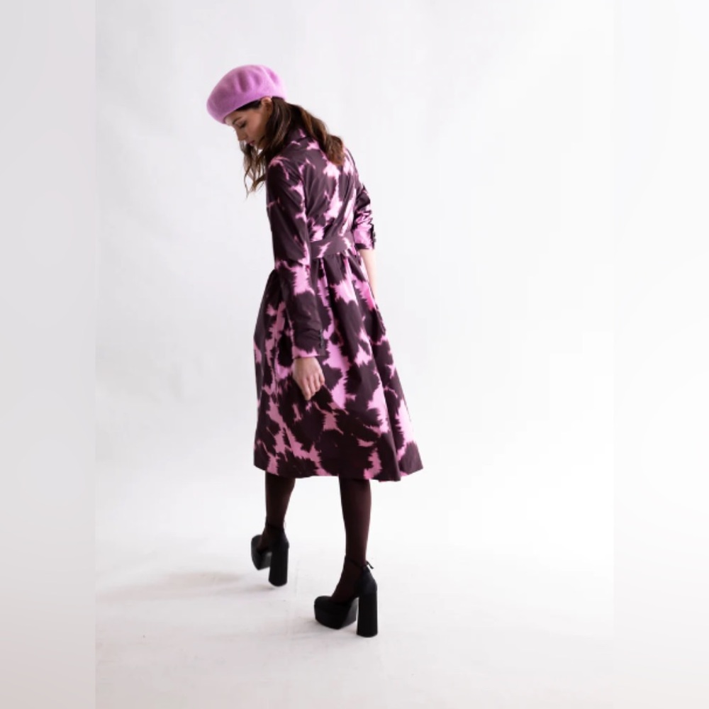 PSOPHIA NWT Printed Taffeta Long Dress - Chestnut Size XS Chic Sophisticated - Picture 2 of 9